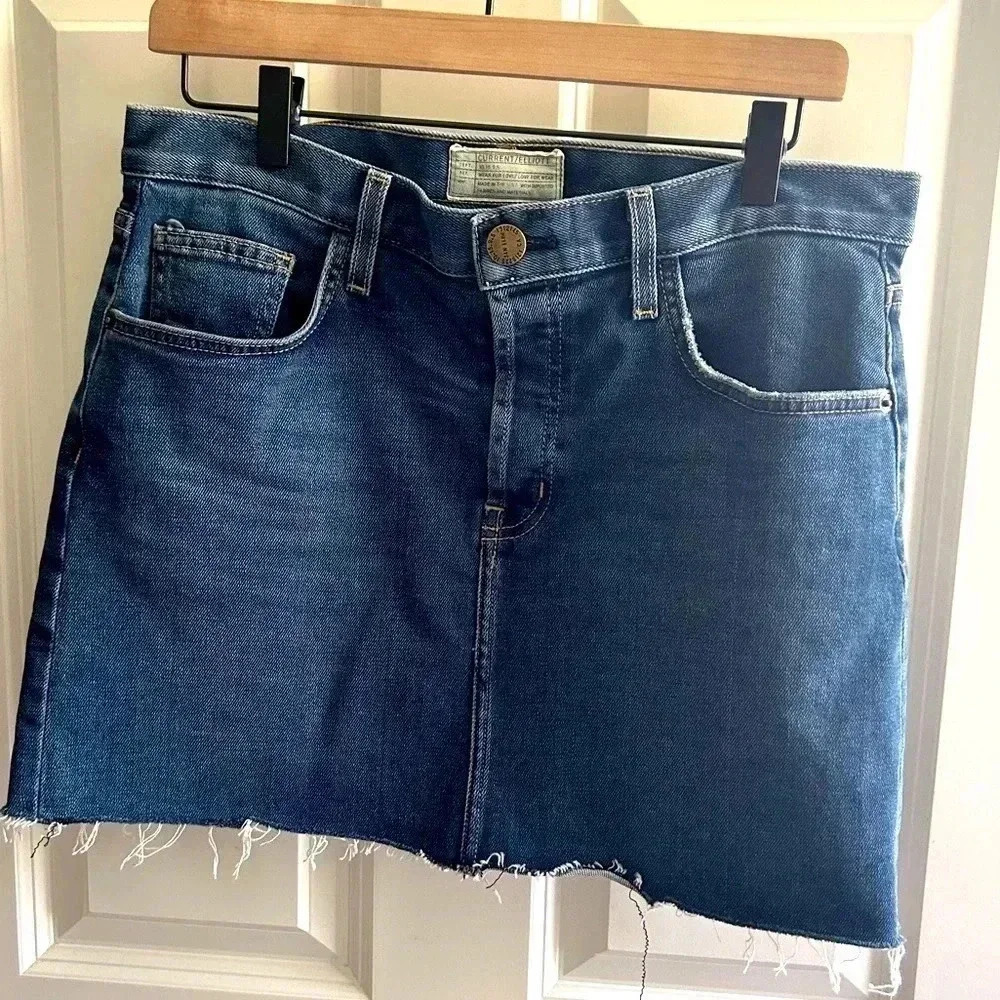Current/Elliott Blue Denim Mini Skirt